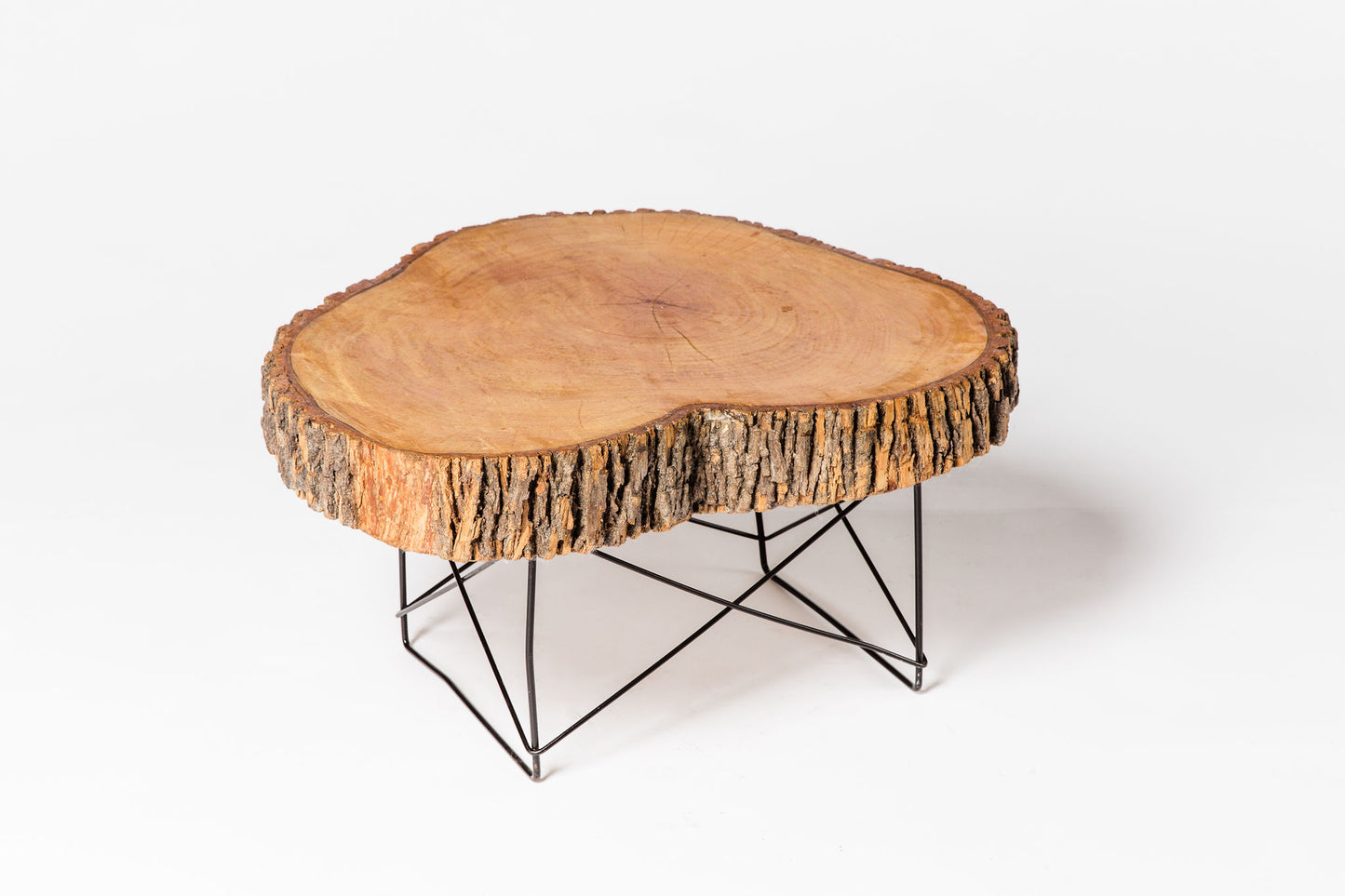 Light Wood Live Edge Heart Side Table