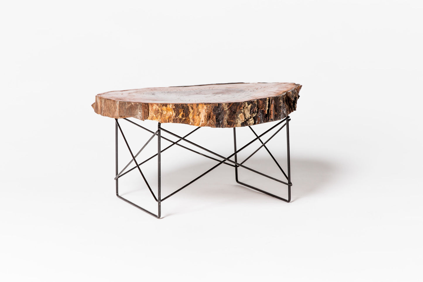 Light Wood Live Edge Heart Side Table