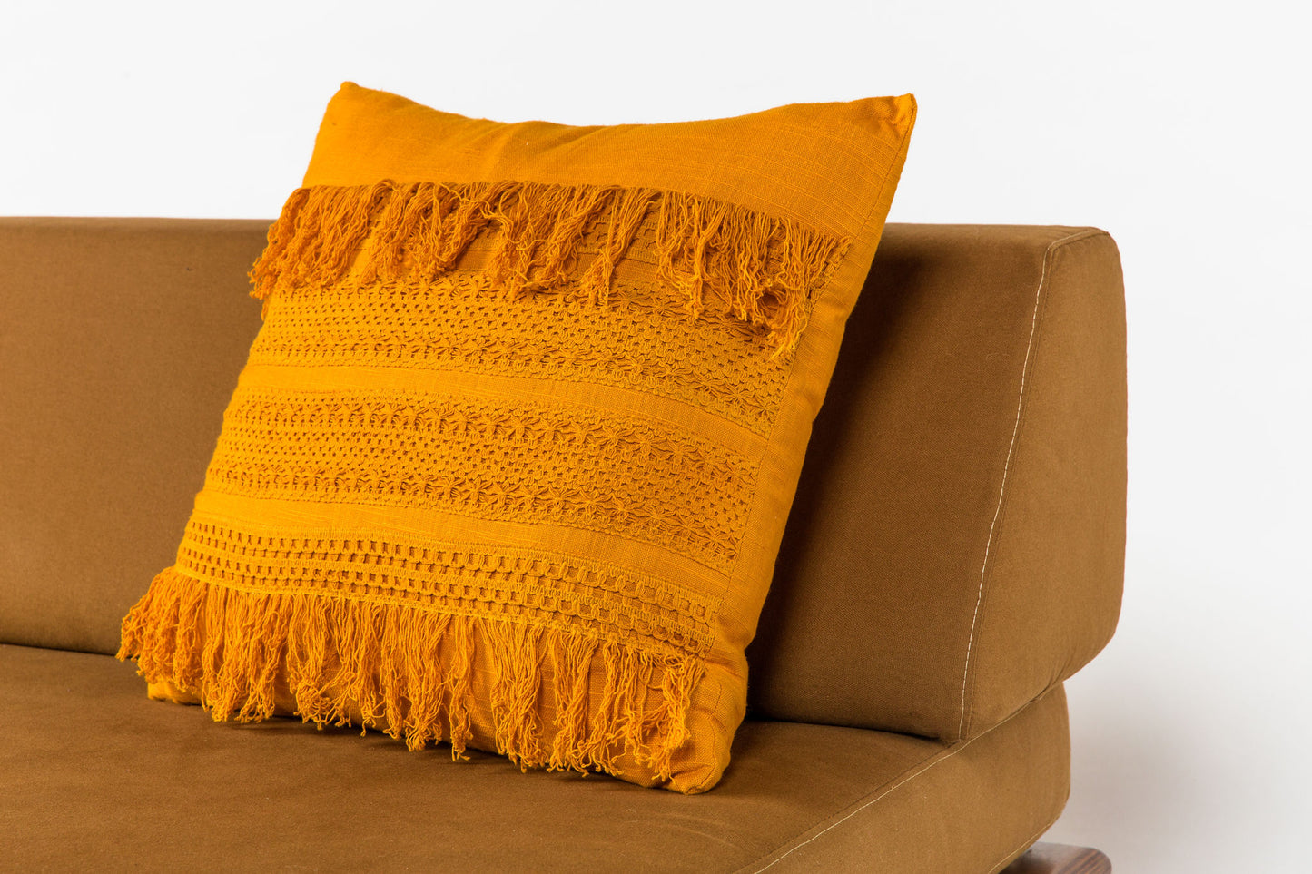 Mustard Crochet Pillow