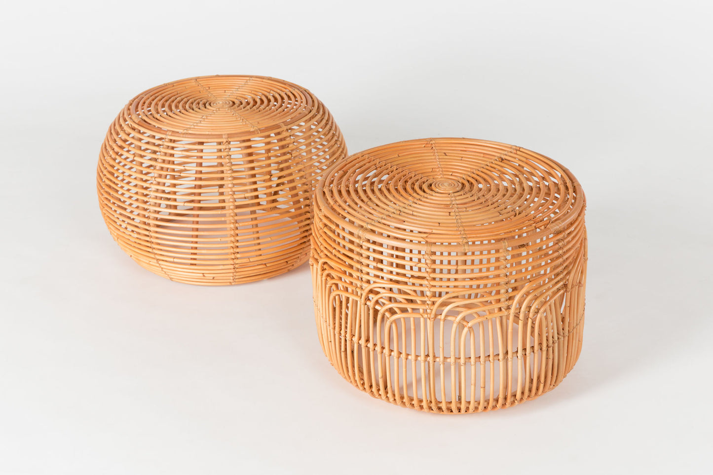 Rattan Round Ottoman/Side Table