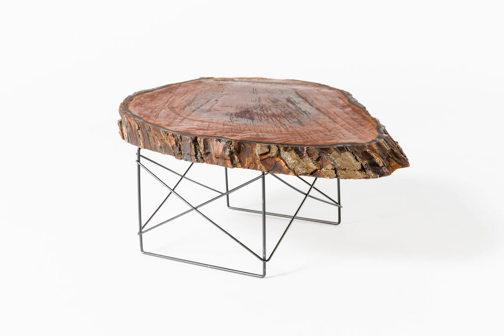 Dark Wood Live Edge Heart Side Table