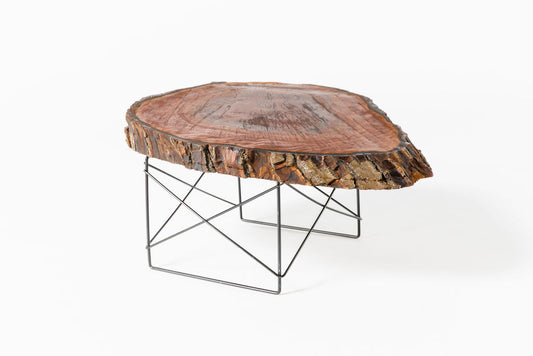 Dark Wood Live Edge Heart Side Table