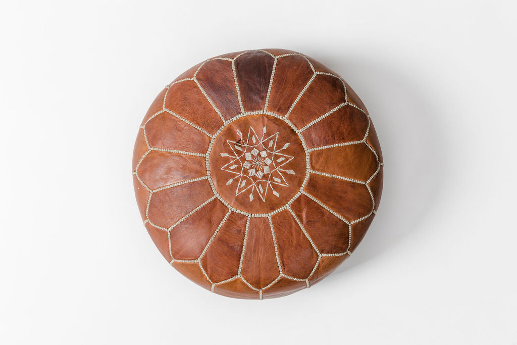 Tan Moroccan Pouf