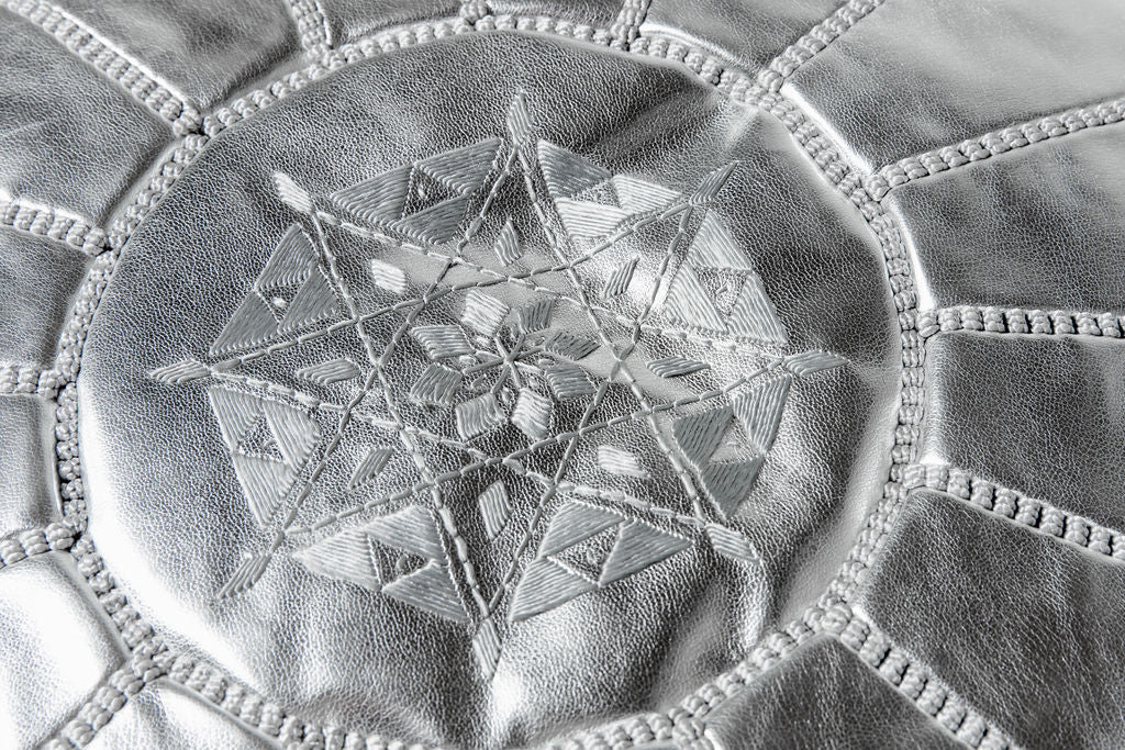 Silver Moroccan Pouf