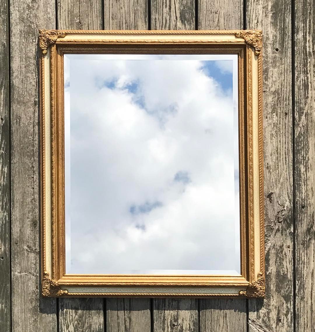 Gold + White Ornate Mirror