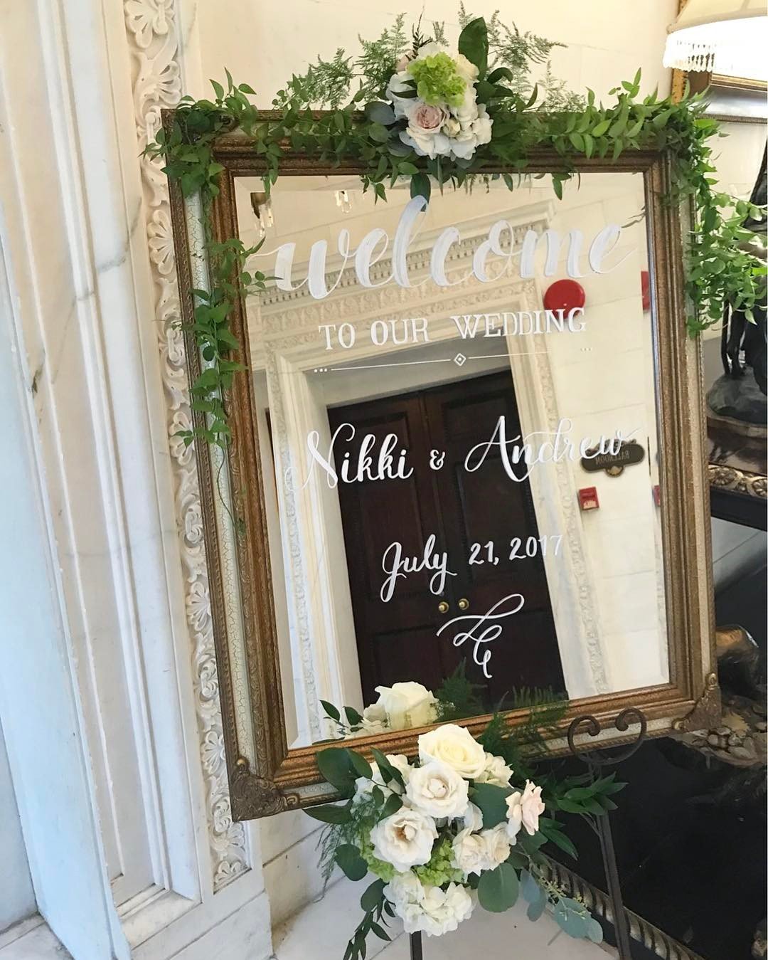 Gold + White Ornate Mirror