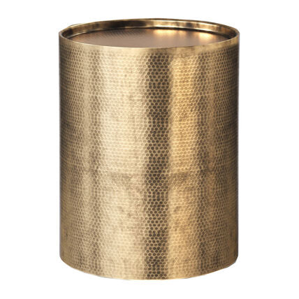 Brass Hammered Drum Side Table