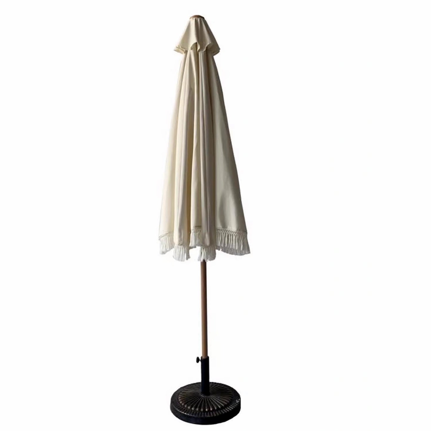 9 Ft Tiltable White Outdoor Umbrella with Base