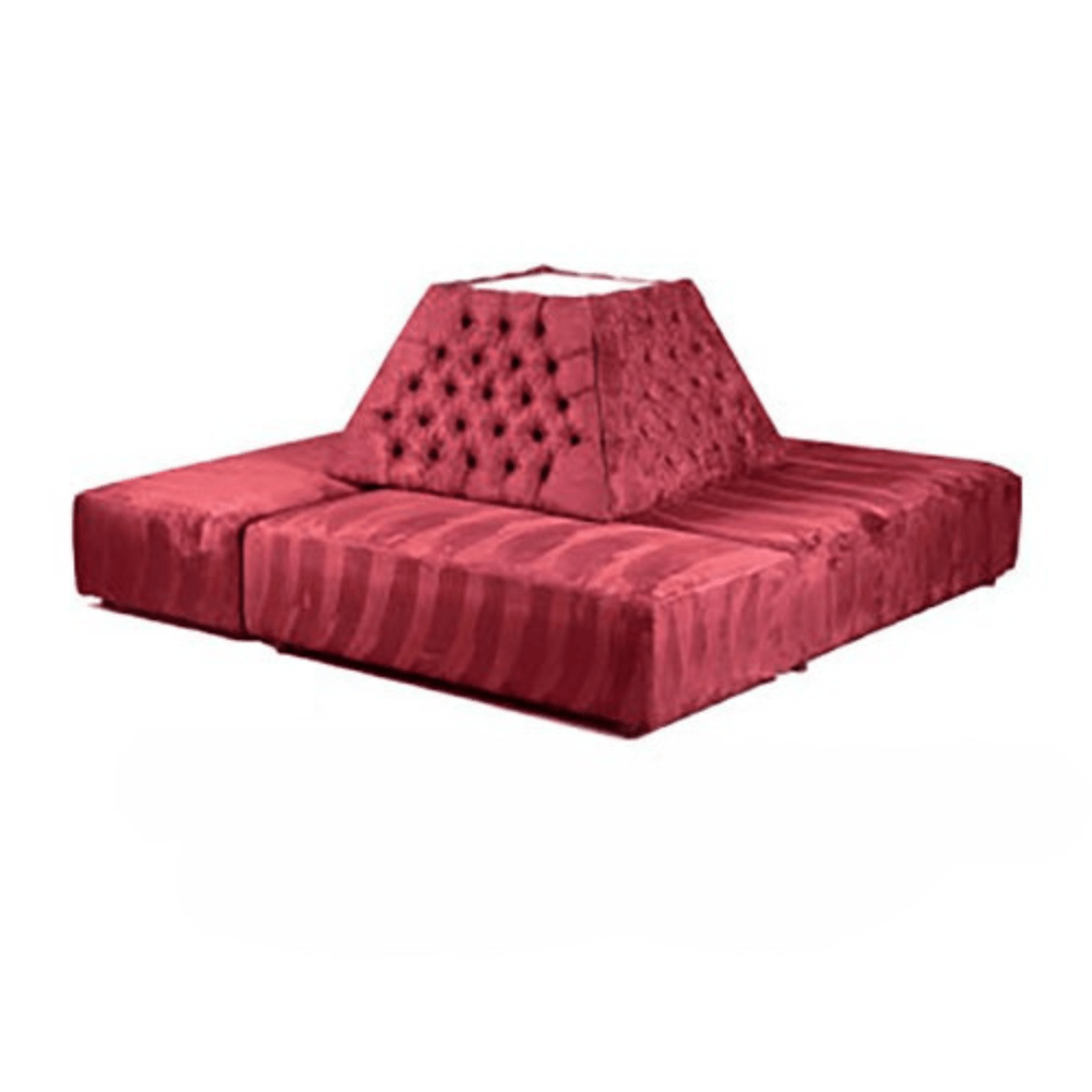 Square Tufted Banquette - Red