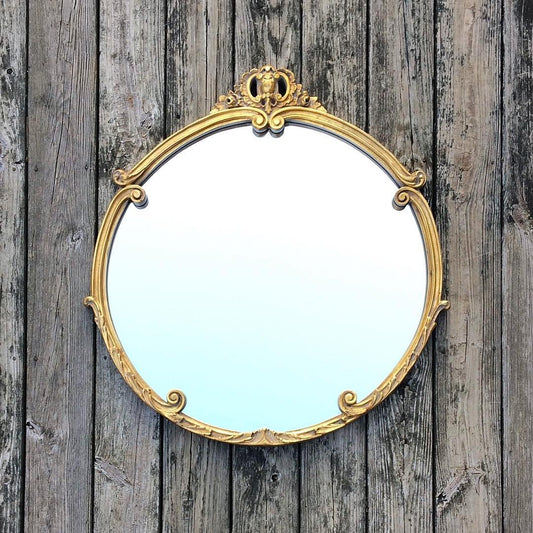 Ornate Gold Round Mirror