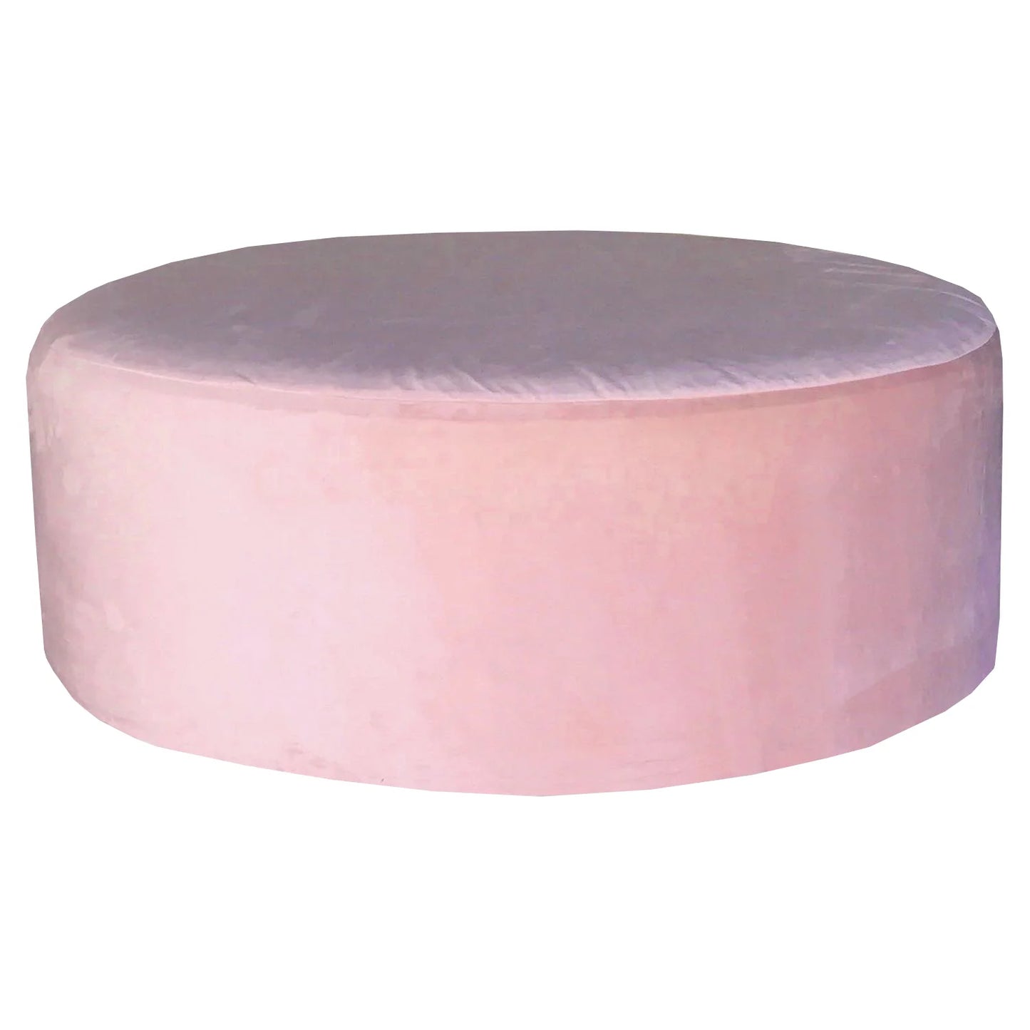 4' Round Ottoman - Velvet Powder Pink