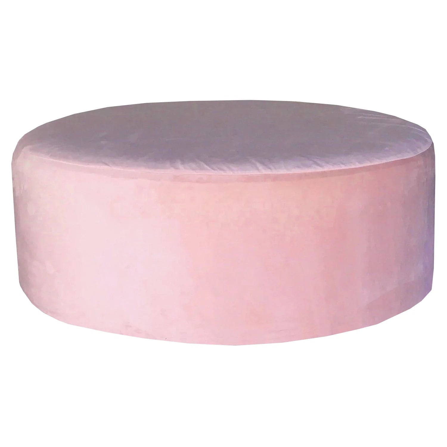 4' Round Ottoman - Velvet Powder Pink