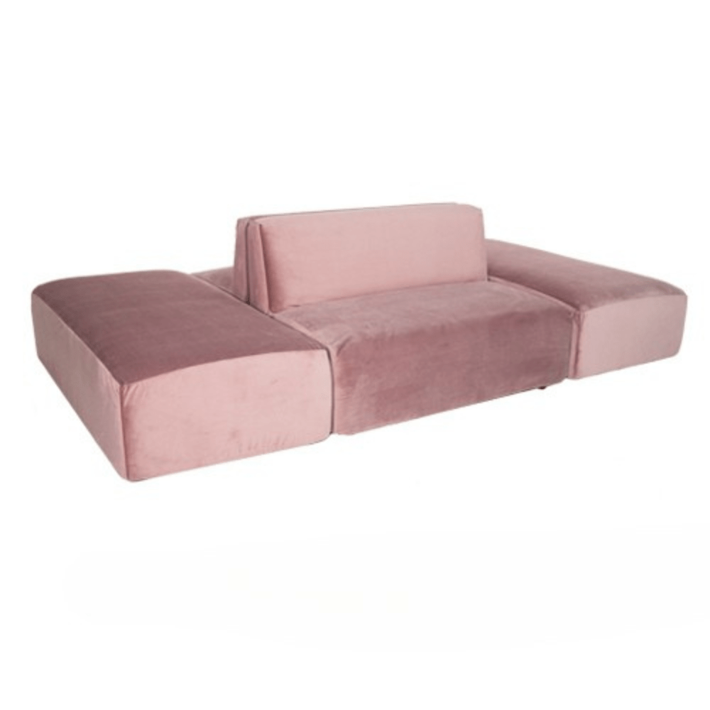 Armless Island Bench - Blush Velvet