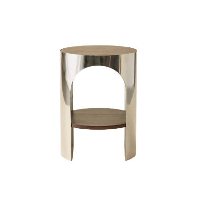 Rue Chrome & Wood Side Table