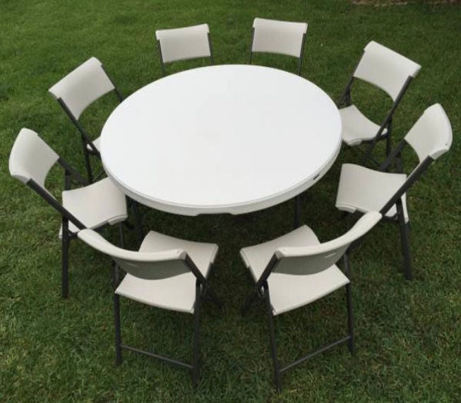 Round Tables (60 Inch) Set: 1 Table / 8 Chairs