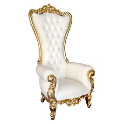 Single Throne Chair - White & Gold