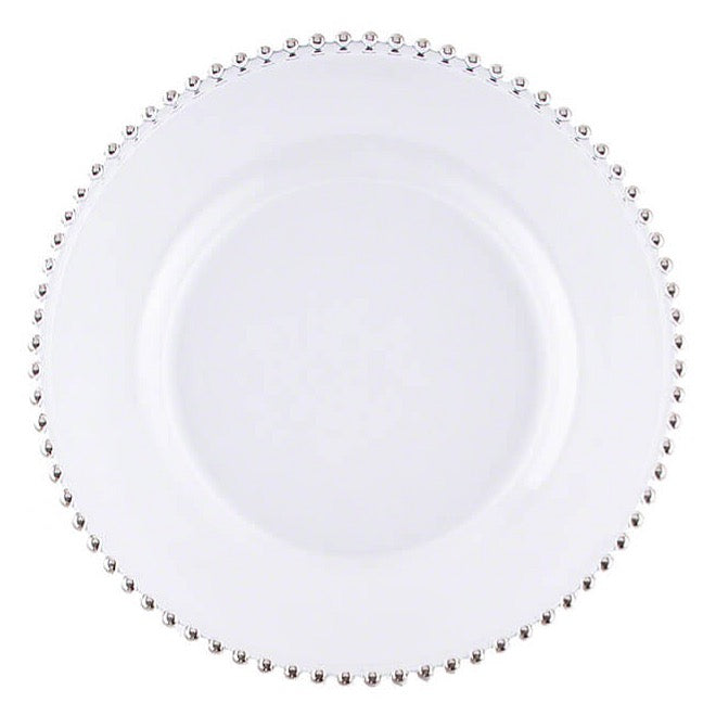 Clear Charger with Silver Beaded Edge