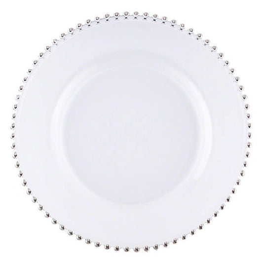 Clear Charger with Silver Beaded Edge