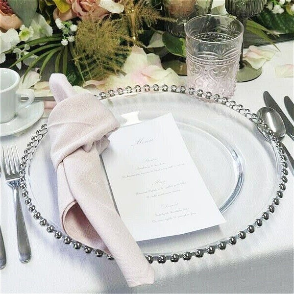 Clear Charger with Silver Beaded Edge