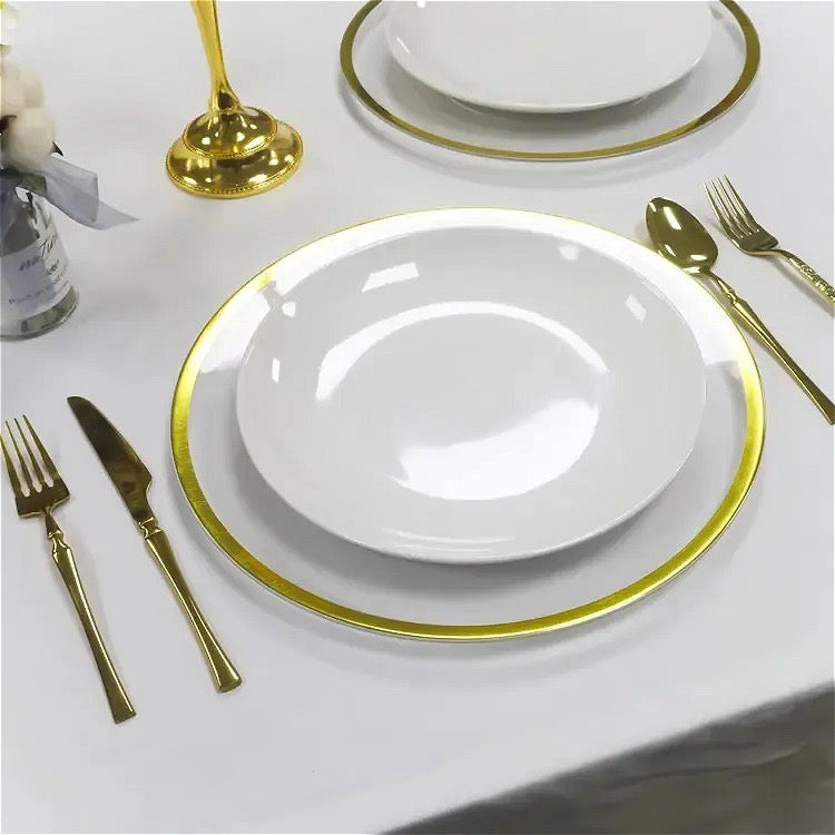 Clear Charger with Solid Gold Rim