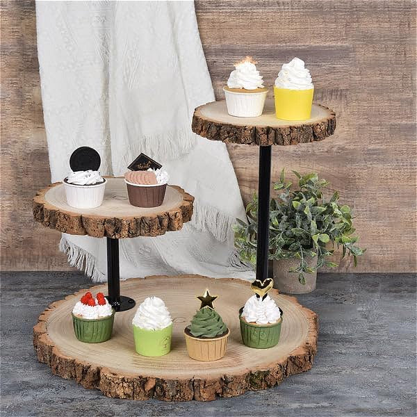 Rustic Wood Slice Dessert Stand
