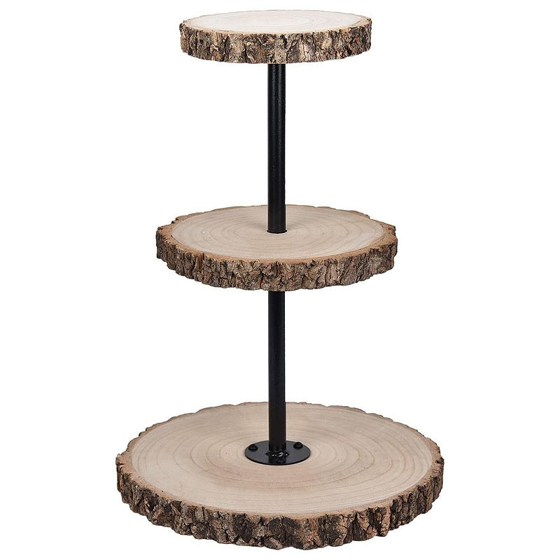 Rustic Wood Slice Dessert Stand - Tall