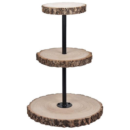 Rustic Wood Slice Dessert Stand - Tall