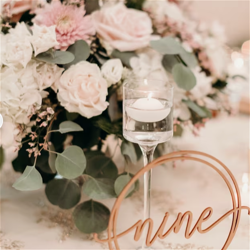 Rose Gold Round Table Number