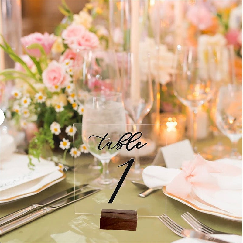 Clear and Black Table Numbers