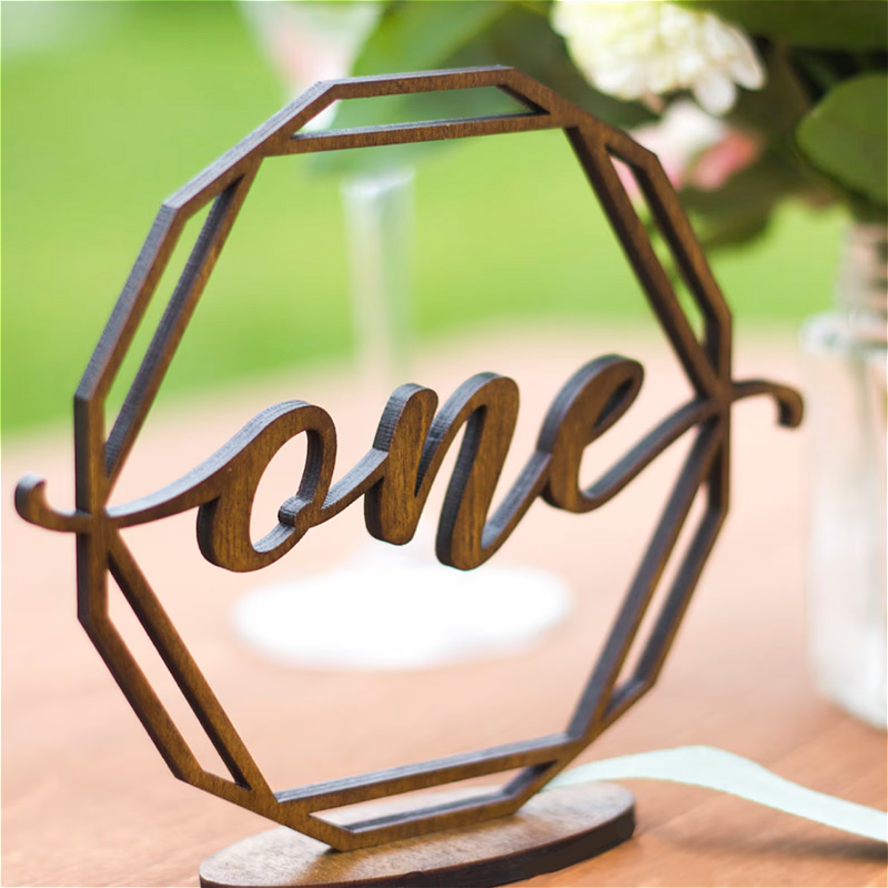 Geometric Wood Table Numbers