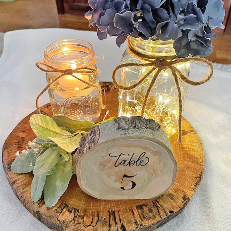 Aspen Wood Slice Table Numbers