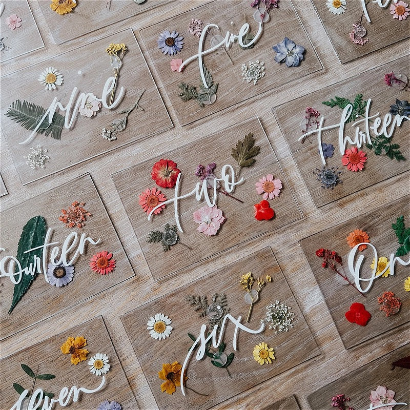 Pressed Flower Table Numbers