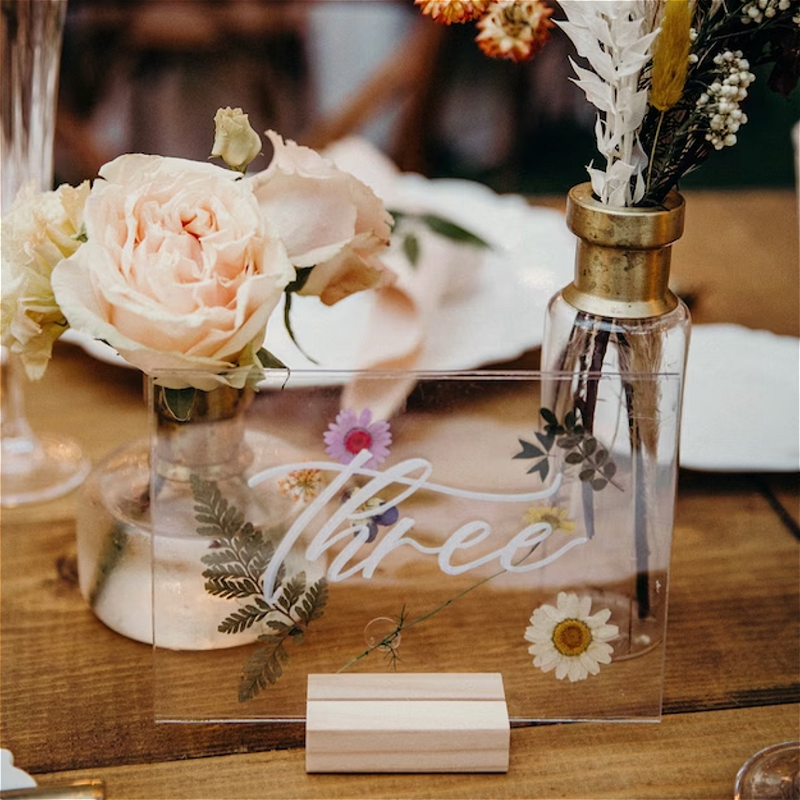 Pressed Flower Table Numbers