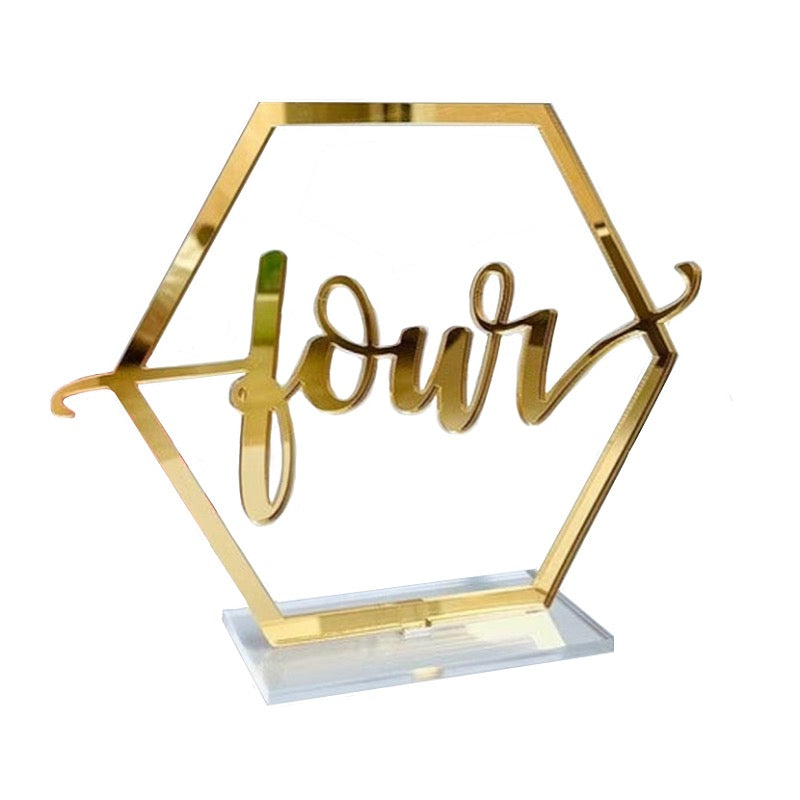 Gold Hexagon Table Numbers