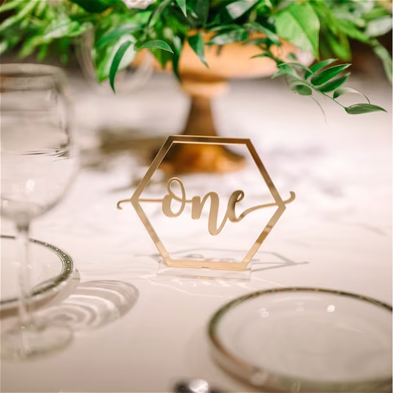 Gold Hexagon Table Numbers