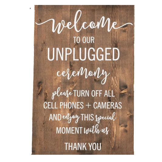 Wood Unplugged Ceremony Sign Large