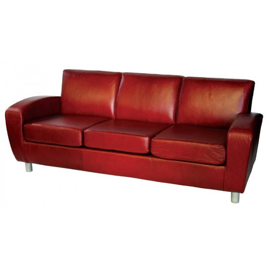 Scandic Leather Sofa - Red