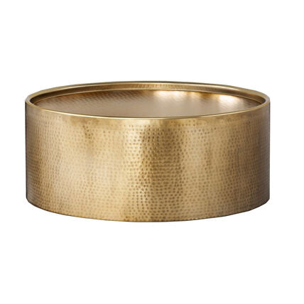 Brass Hammered Drum Coffee Table