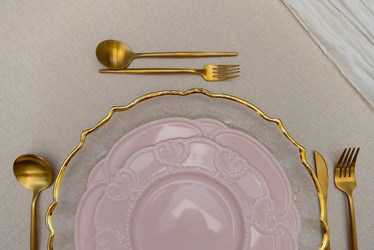 Blush Pink Embossed Dinnerware Set