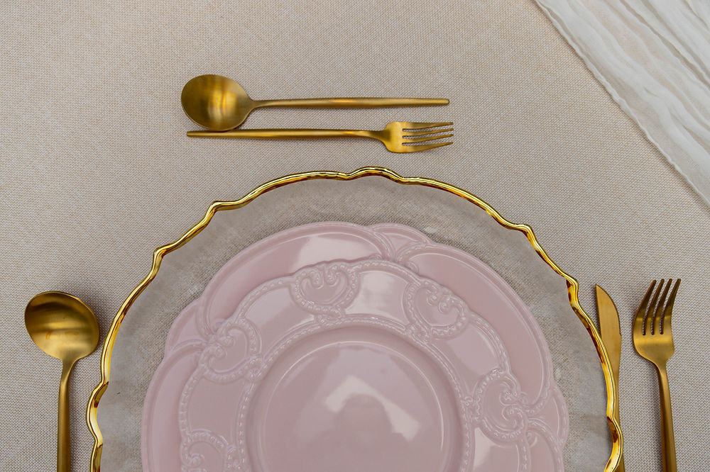 Blush Pink Embossed Dinnerware Set