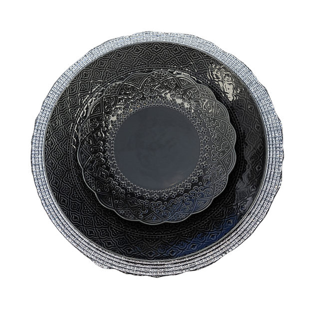 Elegant Black Ornate Dinnerware Set