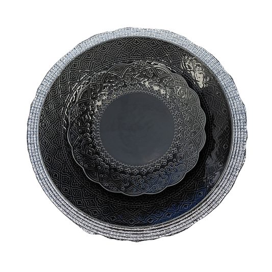 Elegant Black Ornate Dinnerware Set