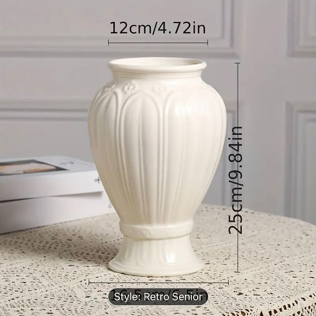 Modern Ceramic Wave - Edge Stripped Vase