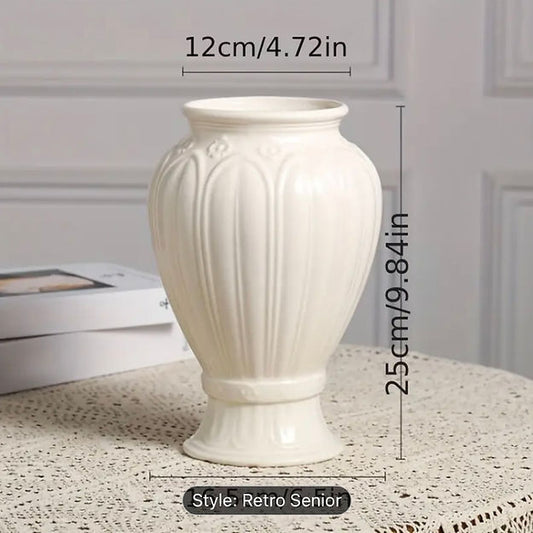 Modern Ceramic Wave - Edge Stripped Vase