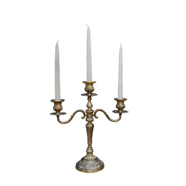 Vintage Style Candelabra Three Arms Bronze
