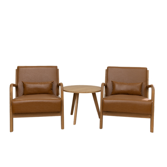 Cognac Lounge Chairs Set