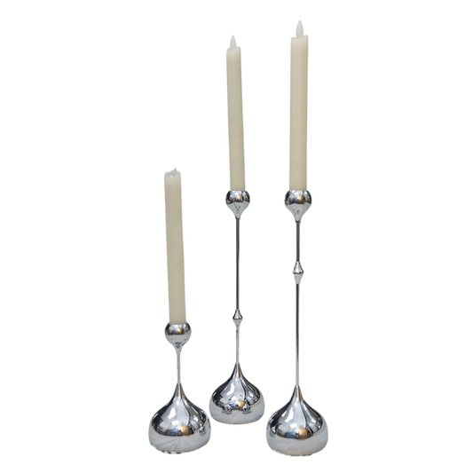 Sleek Silver Taper Candle Holders