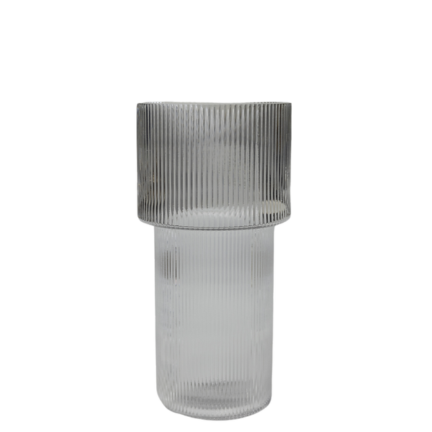Frosted Ribbed Glass Vase