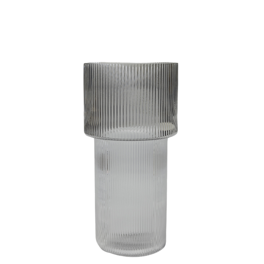 Frosted Ribbed Glass Vase