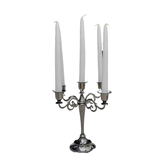 Classic Shiny Candle Holder Metal Candle Holder with Five Arms